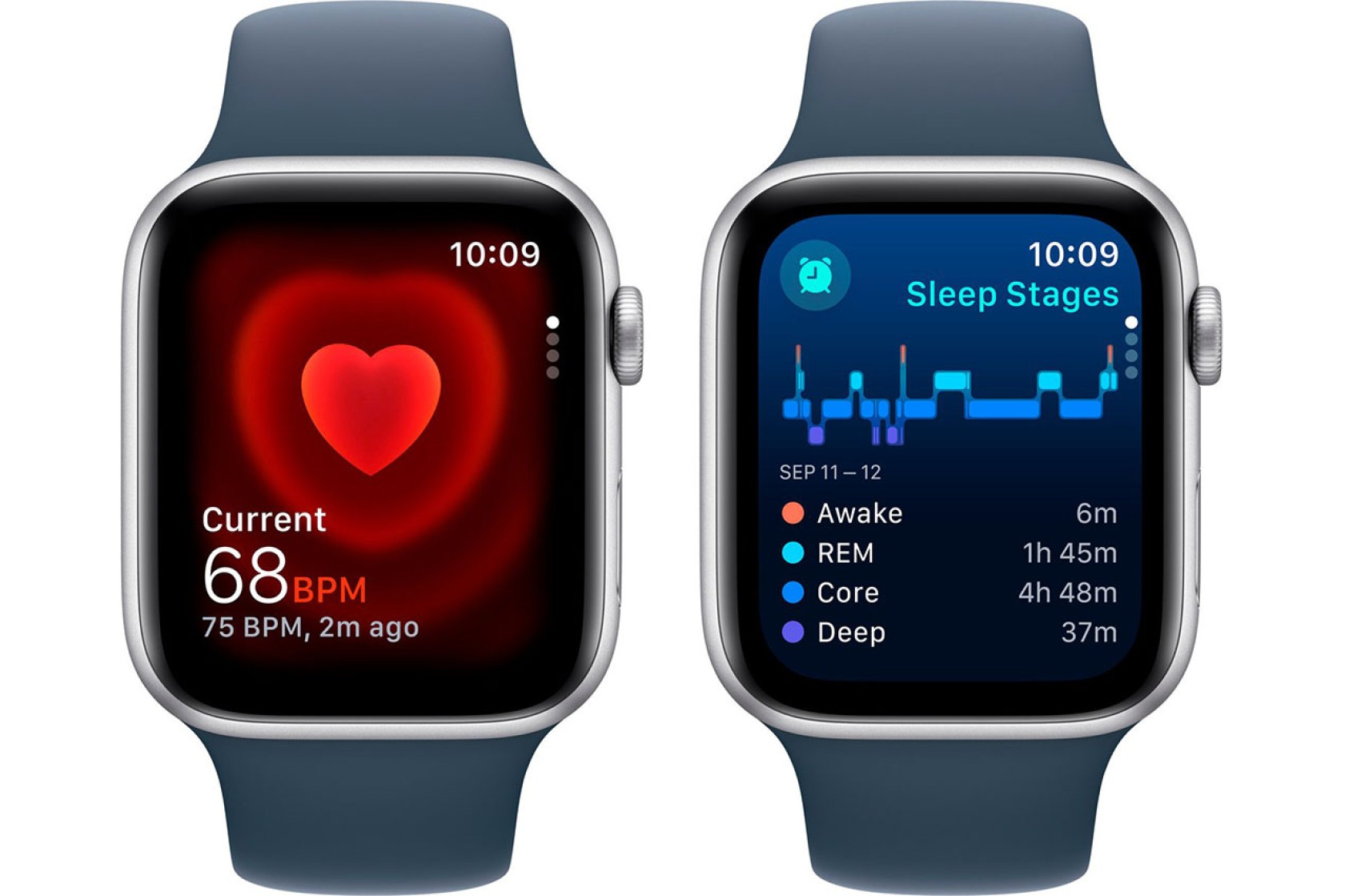 Смартгодинник Apple Watch SE GPS 44mm Silver Aluminium Case with Storm Blue Sport Band – M/L