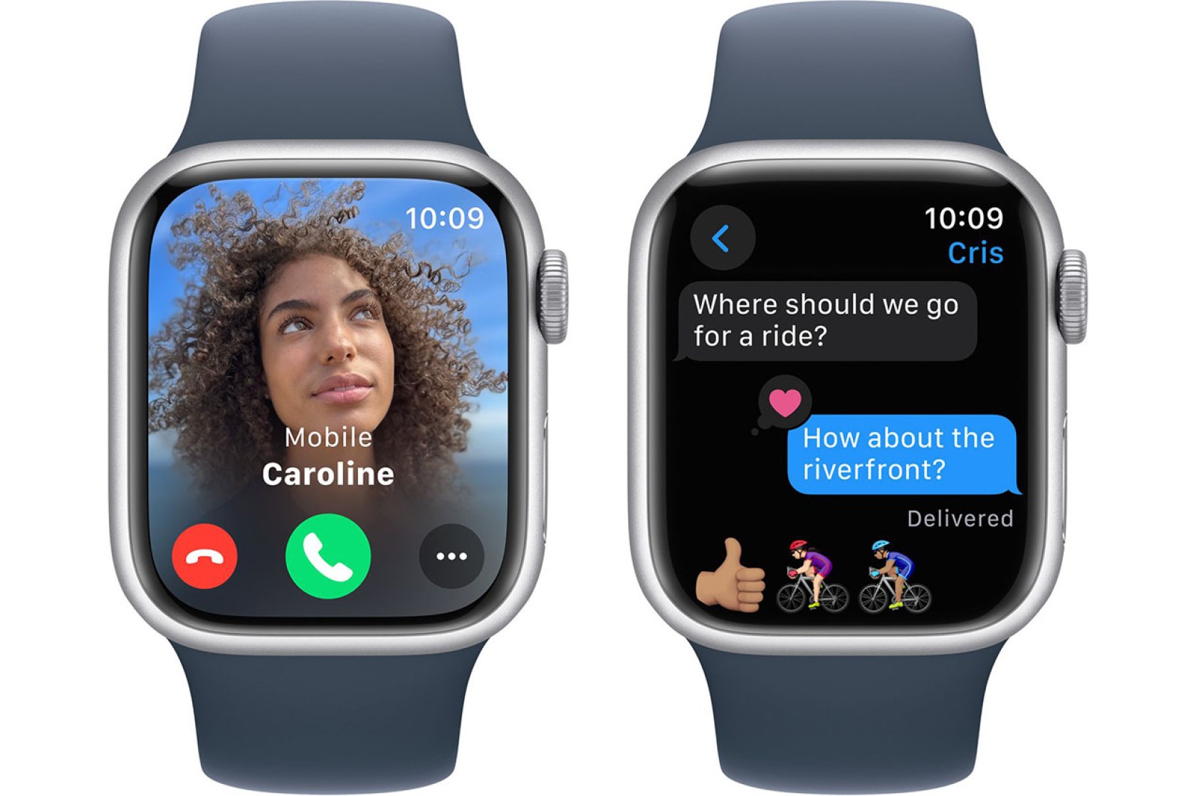 Смартгодинник Apple Watch Series 9 GPS 41mm Silver Aluminium Case with Storm Blue Sport Band – M/L