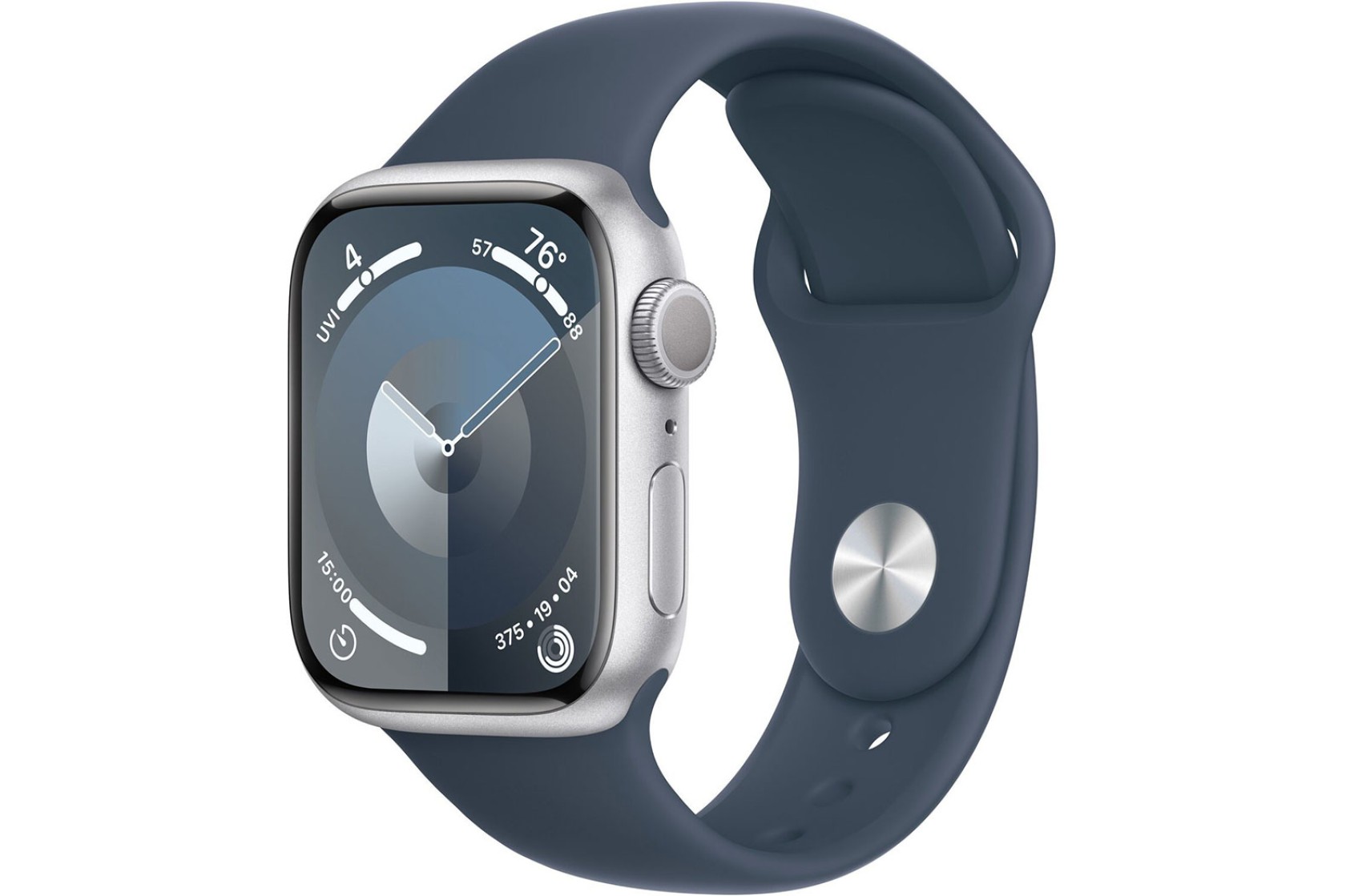 Смартгодинник Apple Watch Series 9 GPS 41mm Silver Aluminium Case with Storm Blue Sport Band – S/M