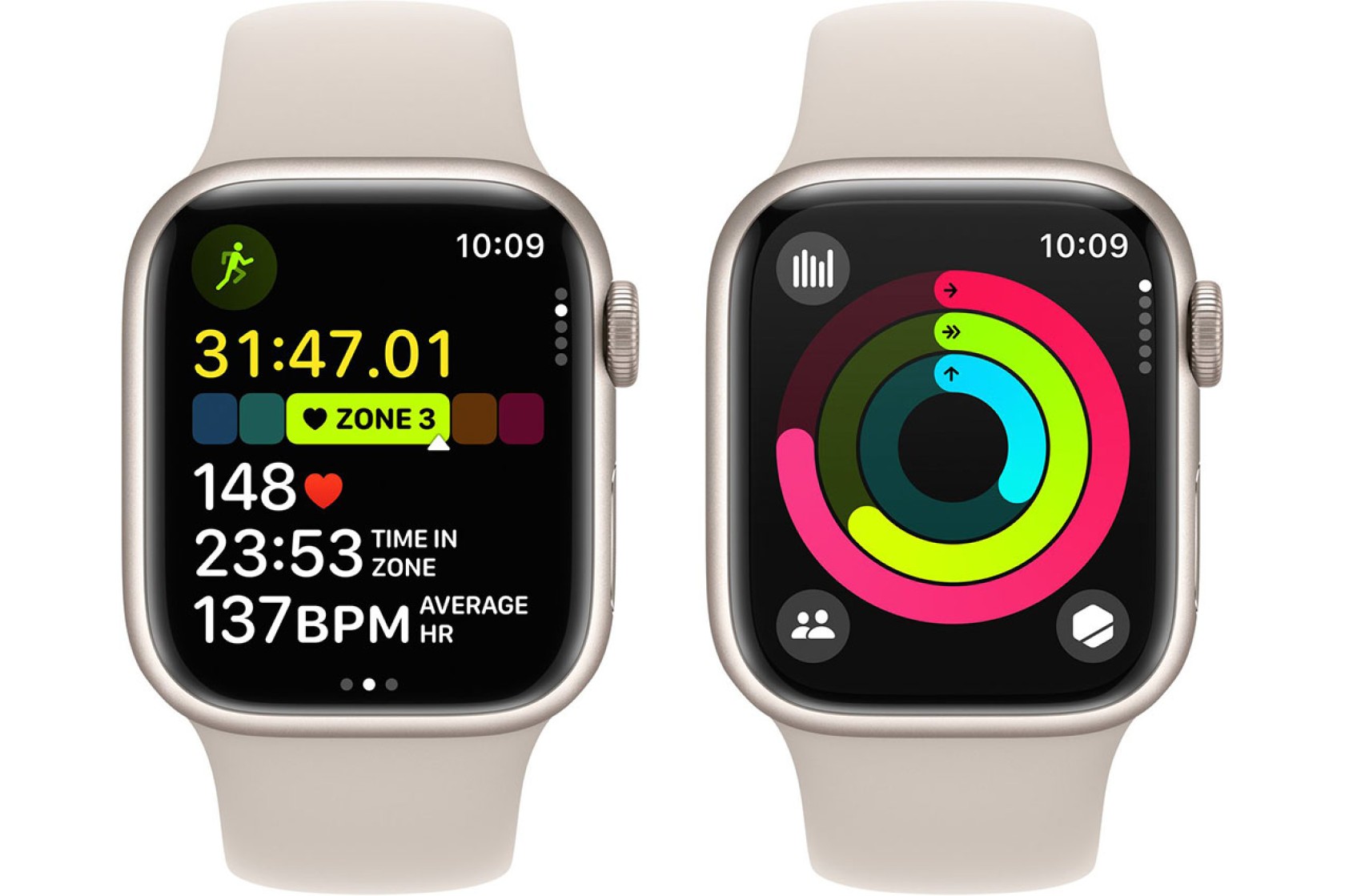 Смартгодинник Apple Watch Series 9 GPS 41mm Starlight Aluminium Case with Starlight Sport Band – M/L