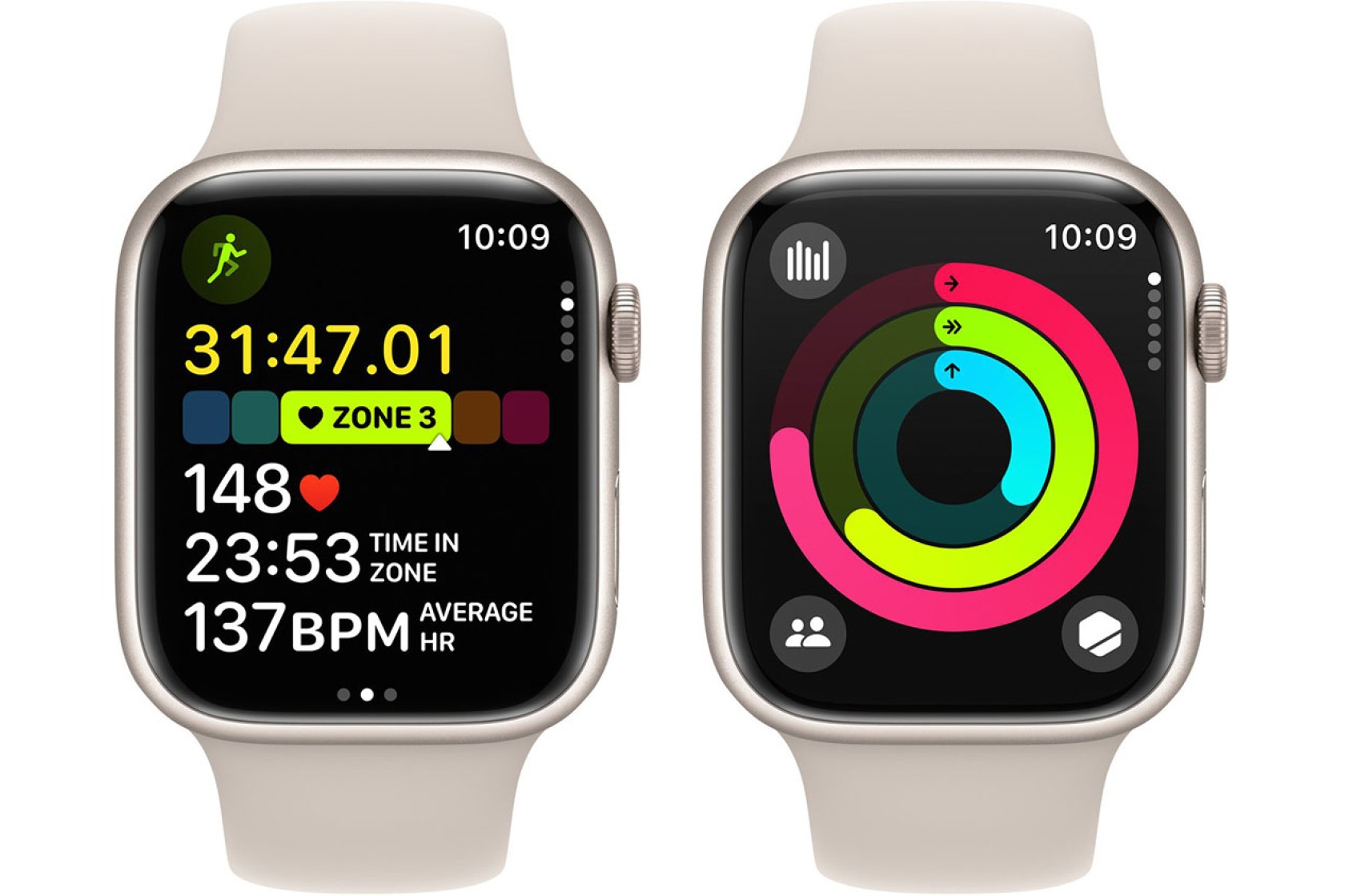 Смартгодинник Apple Watch Series 9 GPS 45mm Starlight Aluminium Case with Starlight Sport Band – S/M