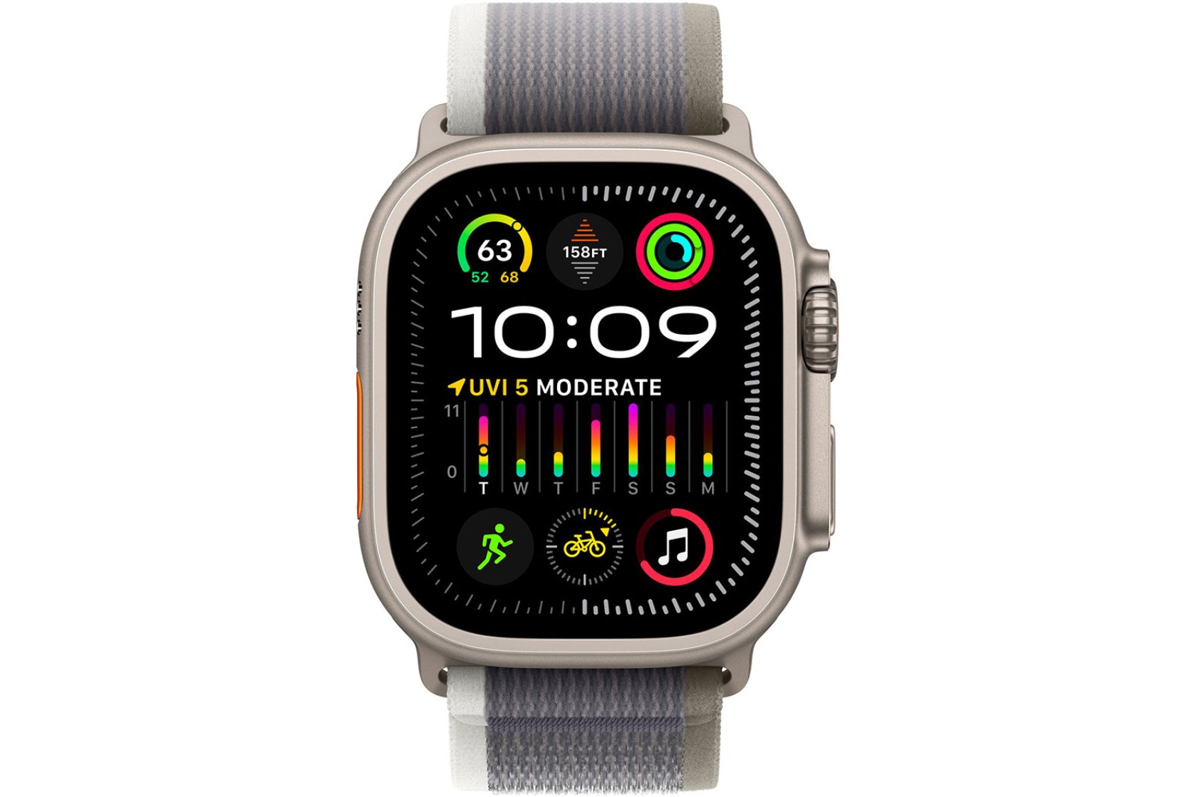 Смартгодинник Apple Watch Ultra 2 GPS + Cellular, 49mm Titanium Case with Green/Grey Trail Loop – M/L