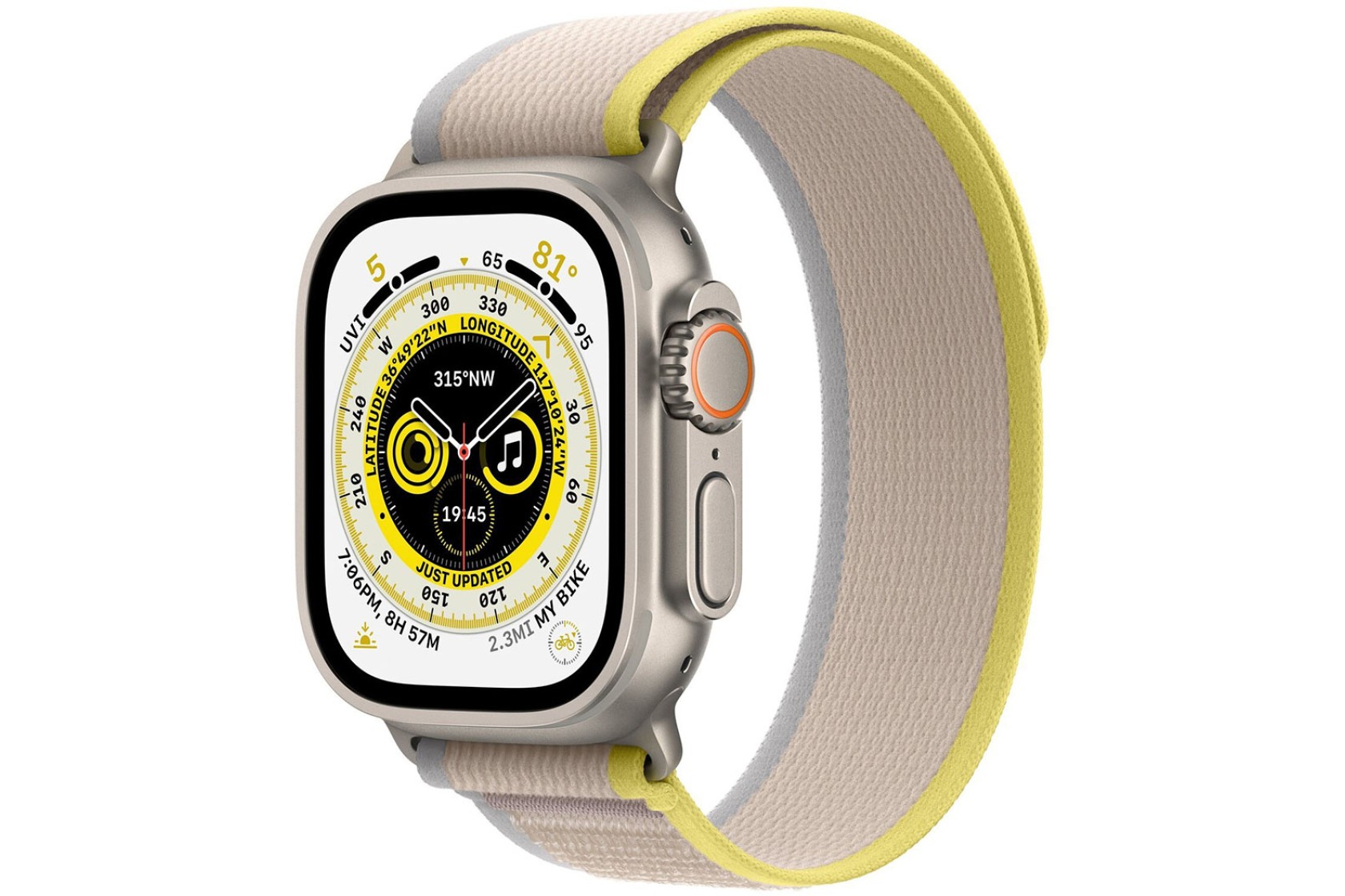 Смартгодинник Apple Watch Ultra GPS + Cellular 49mm Titanium Case with Yellow/Beige Trail Loop – S/M